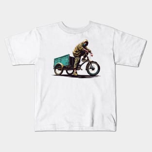 Anime boy on cargo bike Kids T-Shirt